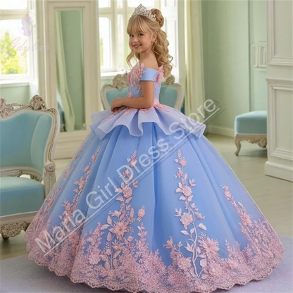 Customized Pink Little Baby Girls Wedding Party Dresses Lace Appliqued Flower Girl Dresses Beauty pageant Dress For Photo Shoot