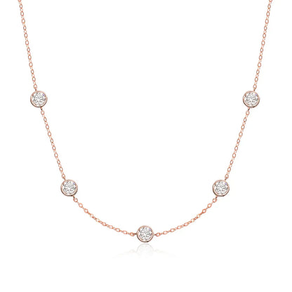D VVS1 Moissanite Necklace for Women Sterling Silver with GRA Clavicle Chain Plated 18K White Gold Wedding Fine Jewelry