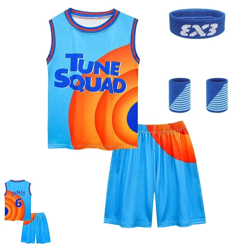 2024 Kids Tune Squad Space Jam 2 Basketball Jersey Set - Cosplay Costume Vest Shorts Sports Uniform Tracksuit for Boys and Girls