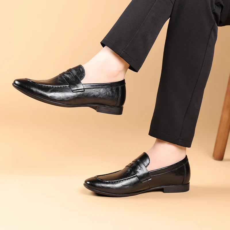 Italian Men High Quality Casual Leather Loafers Casual Business Office Shoes Comfy Outdoor Slip On Flats Fashion Driving Shoes