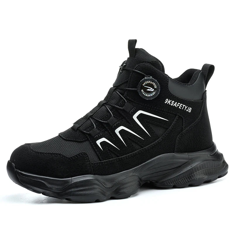 Rotating Button Safety Boots Shoes Man Steel Toe Safety Work Shoes Lightweight Non Slip Work Boots Men Sneaker