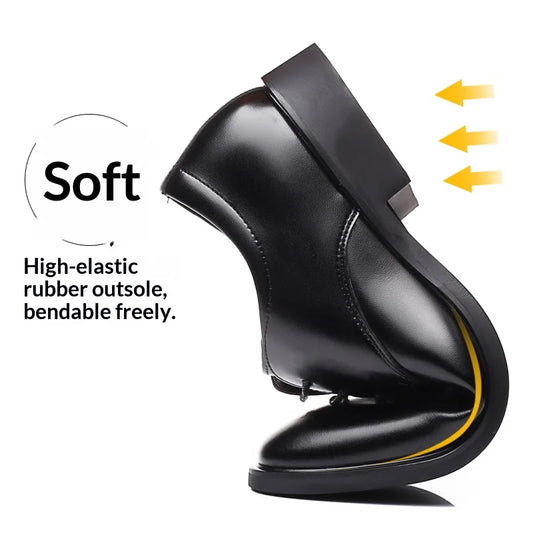 Men Height Increasing Shoes 6cm Inner Lift Black Formal Dress Shoes Lace Up Business Casual Elevator Shoes for Wedding Banquet