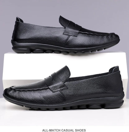 2026 Spring Autumn New Loafers Male Solid Color Fashion Casual Leather Shoes Male Soft Sole Light Driving Shoes Man