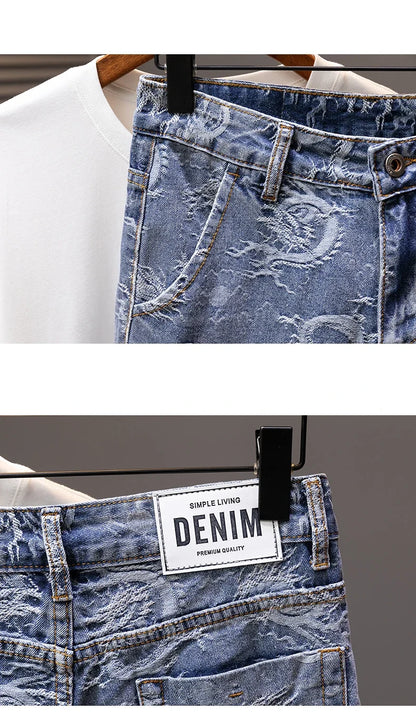Printed Men's Clothing Denim Shorts Men Summer New Fashion Bermuda Jeans Street Wear Straight Personality Male Short Pants