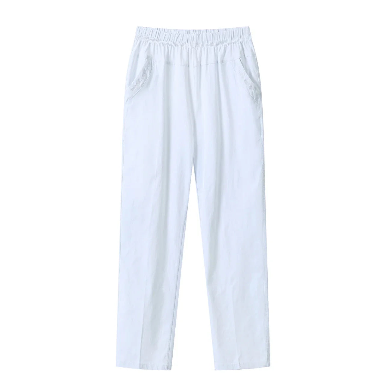 Summer Casual Washed Cotton Women's Plus Size Pants 2025 Elastic Waist Office Casual Outdoor Trousers Breathable Cool Clothing