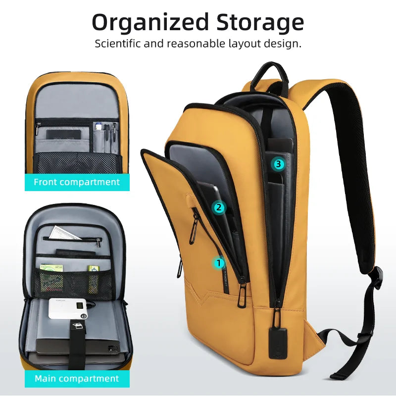 Heroic Knight Thin Male Work Backpack Multifunctional Fashion 15.6 In Laptop Backpack Casual Waterproof Business Travel Daypack
