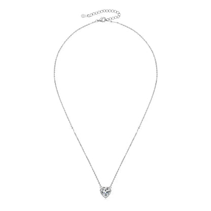 Certified 2.0CT Heart Cut Moissanite Pendant Necklace 925 Sterling Silver Necklaces for Valentine's Day Jewelry Gift