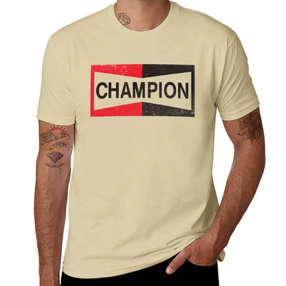 CHAMPION - Spark Plug Retro Distressed Emblem - Cl T-Shirt Short sleeve tee new edition slim fit t shirts for men