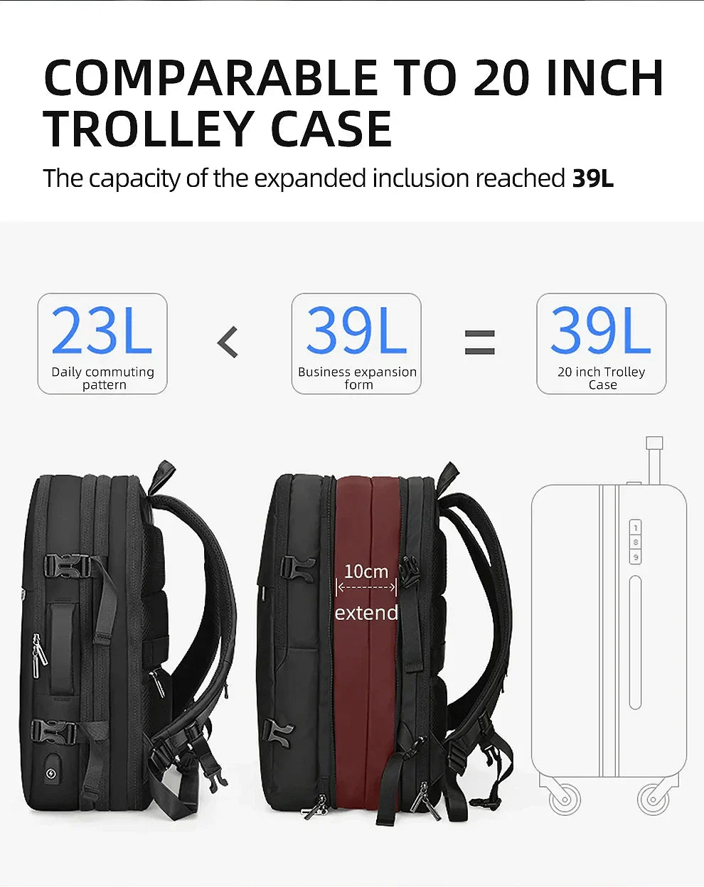 Business Backpack for Men Waterproof Anti-Theft 15.6” Laptop Backpack Casual Large Capacity Expandable Travel Bag Short Trip