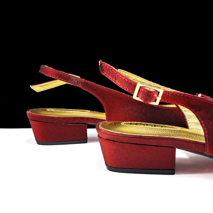 New Italian Olive Pumps and Bag for Party 2024 INS Style Pointed-Toe Rhinestone Elegant Low Heels Wedge for Wome