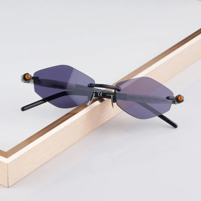 P60 Polygon Luxury Rimless Sunglasses for Men Women Acetate High Quality Germany Brand Fashion Design Gift UV400 Outdoor Eyeware