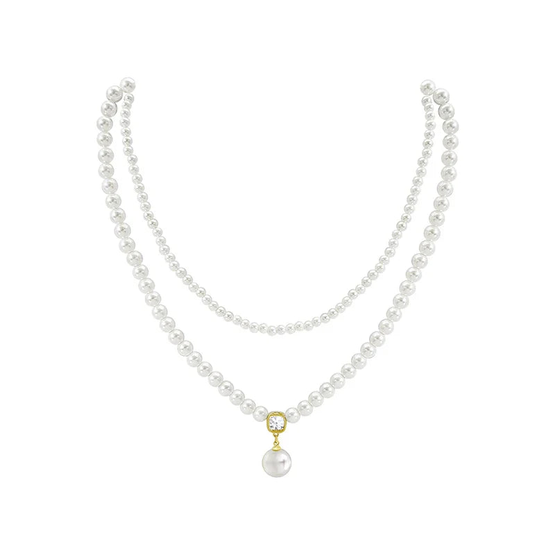 2025 Trendy Double-layer Imitation Pearl Bead Necklace Elegant Accessories For Womens Sexy Collarbone Chain Light Luxury Jewelry