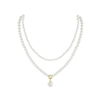 2025 Trendy Double-layer Imitation Pearl Bead Necklace Elegant Accessories For Womens Sexy Collarbone Chain Light Luxury Jewelry