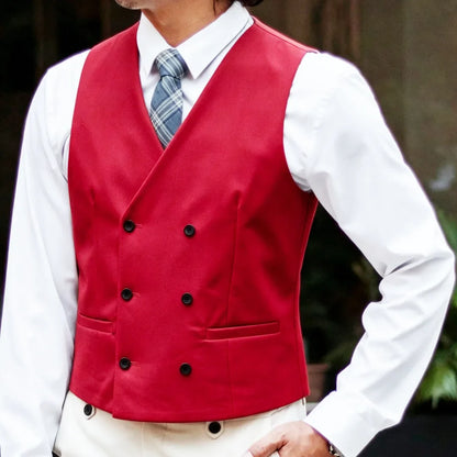 Men Vest Double Breasted V Neck Solid Waistcoat For Wedding Grrom Banquet Business Party Work Office Casual Daily Men Suit Vest