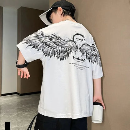 2026 Summer Kids Wing T-Shirt Cotton Loose Stylish Boy's Shirt Big Kids Summerwear