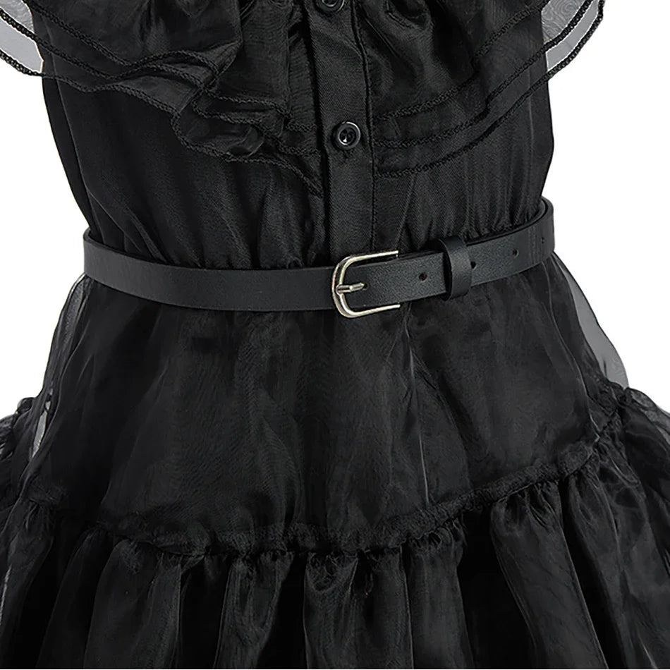 Girl Costume Kids Cosplay Black Witch Princess Dress Children Pageant Dinner Dress Girl Halloween Party Dancing Clothing
