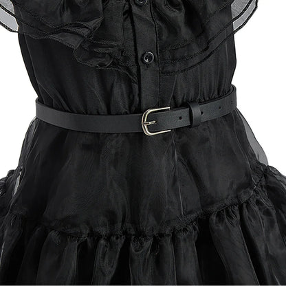 Girl Costume Kids Cosplay Black Witch Princess Dress Children Pageant Dinner Dress Girl Halloween Party Dancing Clothing