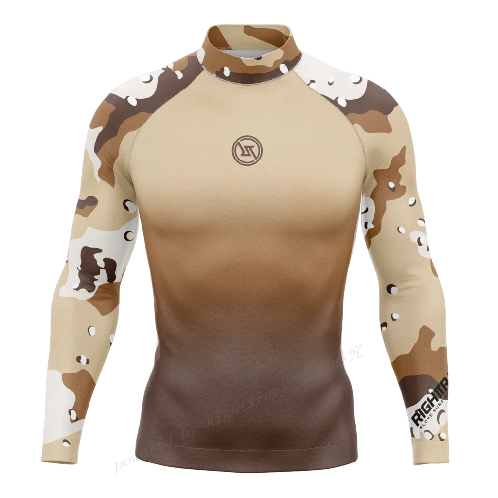 Men's Rashguard Snorkeling Camo Gradient Long Sleeve Surfing Shirts Sunscreen Diving Surf Sweatshirt UV Protection RT Swimwear
