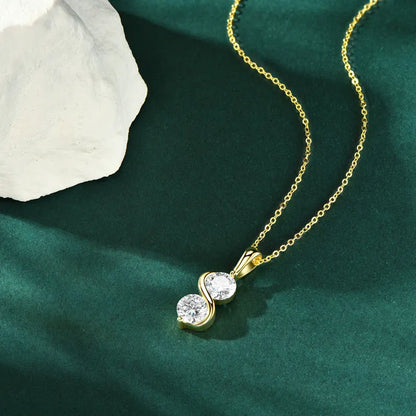 Round Cut Moissanite Twisted Pendant Necklaces for Women 925 Sterling Silver Jewelry Chains Wedding Gifts with Certifie