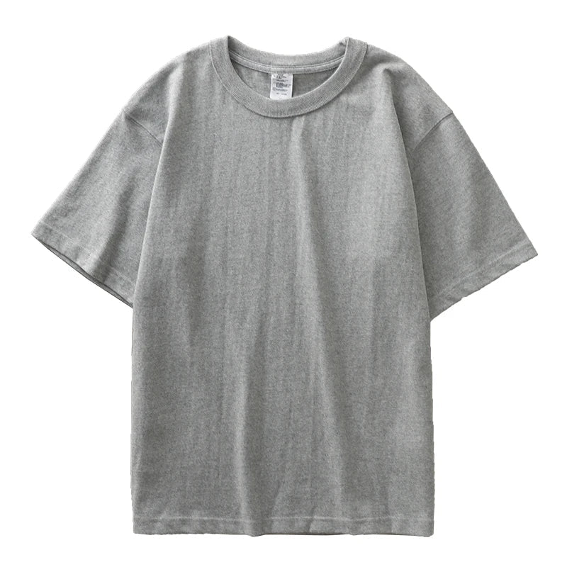 11.2oz Heavyweight 100% Cotton T-Shirt Men's Casual Solid Color Short-Sleeved White CrewNeck Thick Tops Unisex.