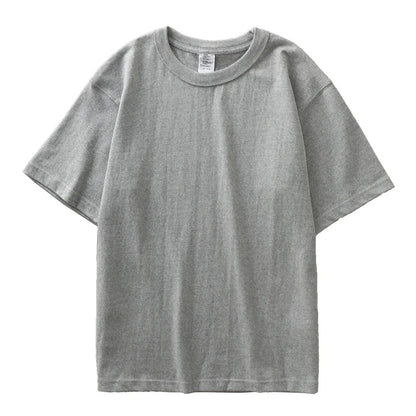 11.2oz Heavyweight 100% Cotton T-Shirt Men's Casual Solid Color Short-Sleeved White CrewNeck Thick Tops Unisex.