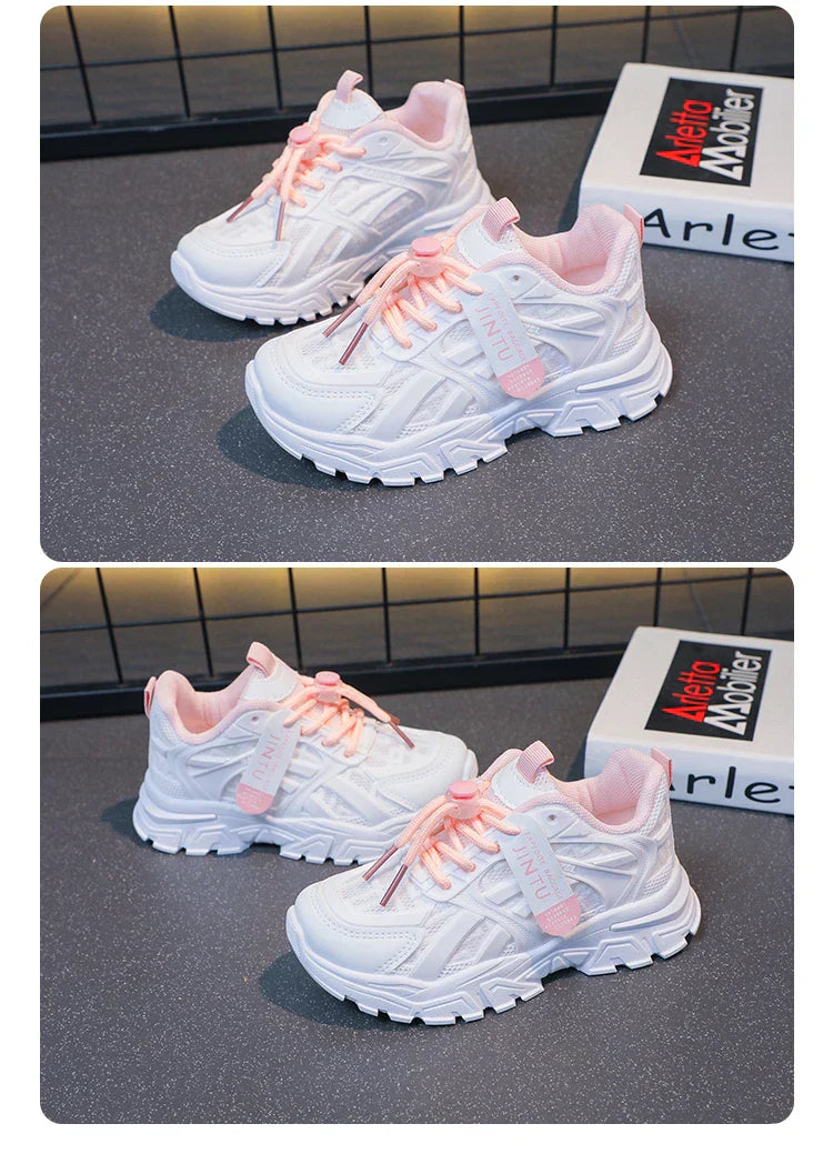 Girls Sneakers 2024 Children Casual Shoes Mesh Platform Designer Tennis Sneaker 6 To 12 Years Kids Sports Shoe for Girl