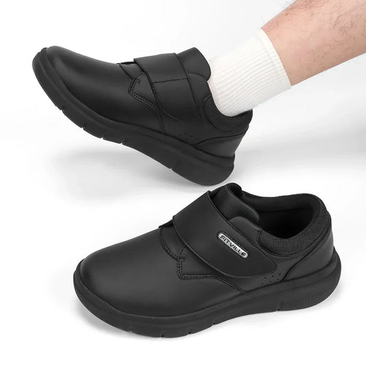 Extra Wide Men's Shoes Leather Diabetic Shoes Walking for Elder Orthopedic Toes Swollen Feet Non-Slip Arch Support