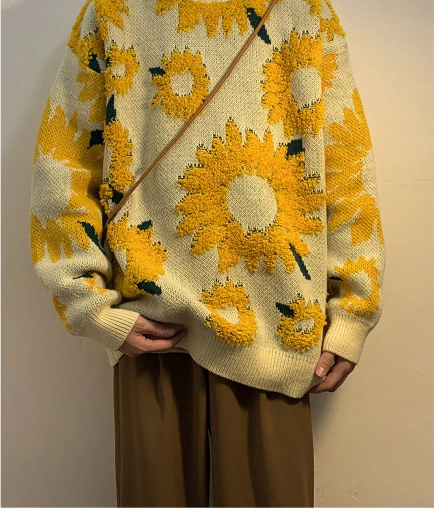 2024 Sweater Winter Sunflower Warm Sweaters  Fashion Male O-Neck Pullovers Sweater Men Loose Casual Sweater Thick Knitted Unisex