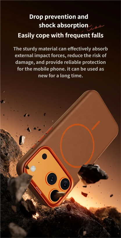High-End Elephant Leather Texture Magnetic Phone Case for IPhone 17 Pro Max Air for Magsafe Wireless Charging Full Protect Cover