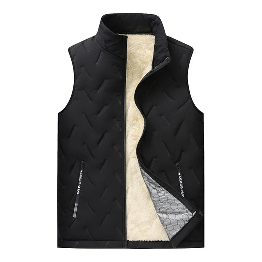 Unisex Large Size Lamb Velvet Fleece Lined Thickened Warm Vest Casual Fashion Collar Jacket M-7XL Couple Style Topwear