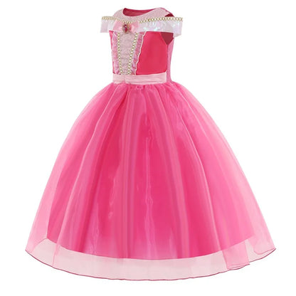 Aurora Kids Cosplay Costume Princess Deluxe Outfits Children Birthday Party Elegant Ball Gown Fairy Disguise Apparel 12Y