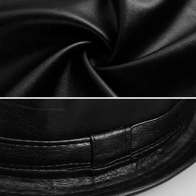 Men and Women Black Leather Fedora Hat Vintage Style Jazz Hat for Autumn & Winter Fashion, Handmade Trilby Hat