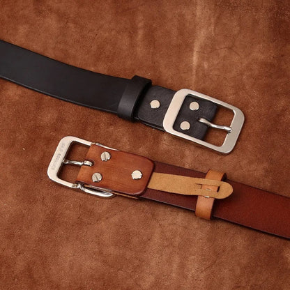 3.8CM Pure Cowhide Stainless Steel Needle Buckle Genuine Leather Casual Jeans Belt Men High Quality Luxury Male Strap Cintos