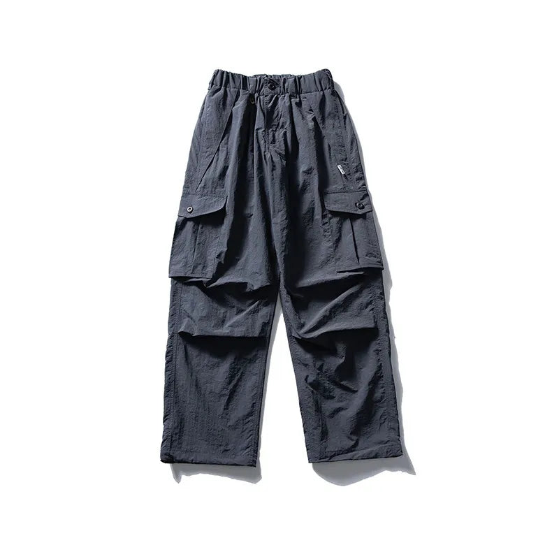 Mens Womens Spring Summer Lightweight Quick Dry Baggy Loose Paratrooper Cargo Pants Outdoor Techwear Multi Pocket Streetwear