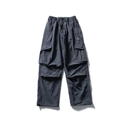 Mens Womens Spring Summer Lightweight Quick Dry Baggy Loose Paratrooper Cargo Pants Outdoor Techwear Multi Pocket Streetwear