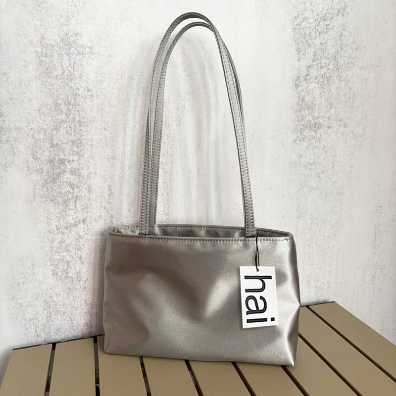2026 Luxury Shoulder Bags Silk Women's Handbag Square Underarm Bag Ins Famous Brand Commuter Bag Contrasting Color Macaron Totes