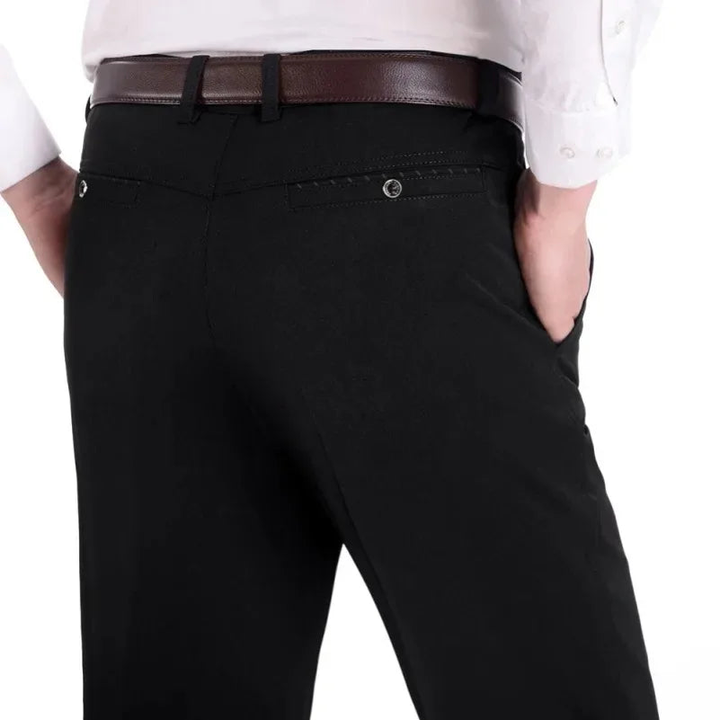 Mens Autumn Thick Summer Thin Business Pants Loose Male Pant High Waist Straight Trousers Casual Fashion Pant Plus Size 28-40