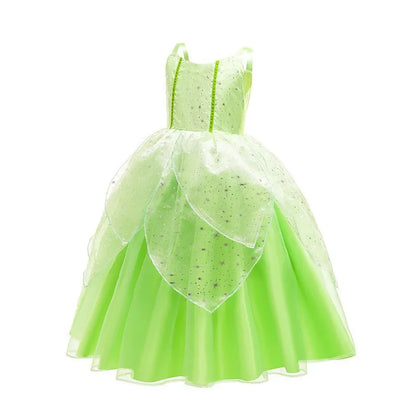 Girls Fairy Dress Up Kids Princess Green Flower Fairy Dress With Wings Princess Costume Party Tinkerbell Tinker Bell Dresses