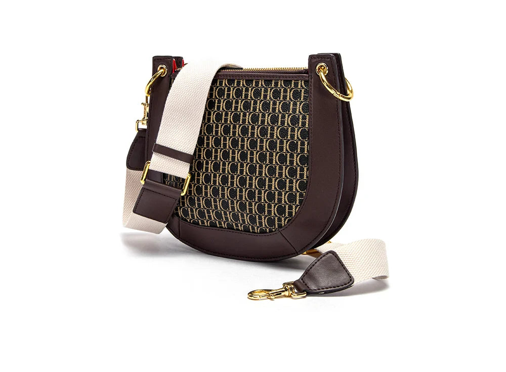 Women's Saddle Bag 2024 New Splicing Design Single Shoulder Bag with Detachable Wide Shoulder Strap