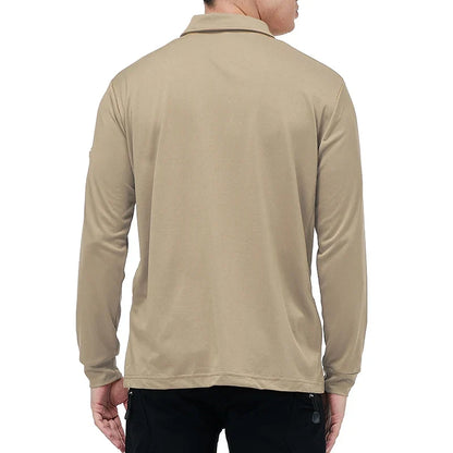 Men's Performance Long Sleeve Shirt Lightweight  Breathable Outdoor Hiking Fishing Polo Shirts UPF50+ Pique Jersey Golf Shirt