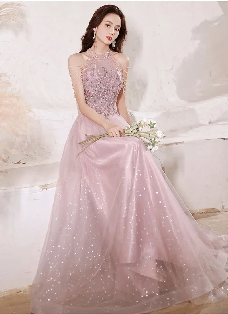 Luxury High Quality Pink Evening Dress 2026 For Prom Birthday Socialite Senior Specical Vestidos Party Dress For Women