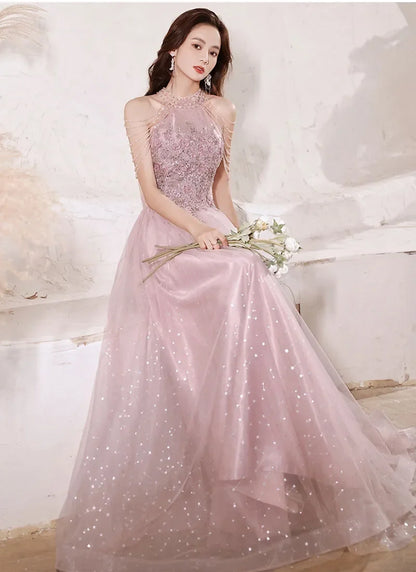 Luxury High Quality Pink Evening Dress 2026 For Prom Birthday Socialite Senior Specical Vestidos Party Dress For Women