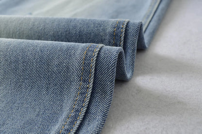 American Retro Cuffed High Waist Slimming Casual Denim Jeans Women's Autumn Versatile Loose Straight Leg Floor-Length Pants