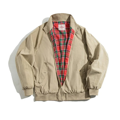 Men's Vintage Khaki Jackets Retro Work Stand-collar Moto Jacket Casual Zippered Autumn and Winter Coat for Unisex Outwear