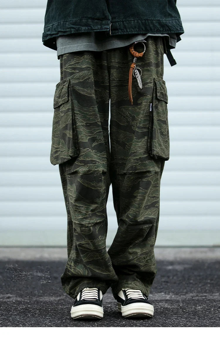 High Quality American Retro Ast Craft Camouflage Cargo Pants For Men Clothing Outdoors Tactical Pants Casual Baggy Trousers Male