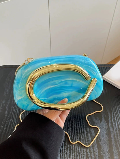 Women's Sealed Box Shaped Acrylic Clutch Fashion Dinner Wedding Party Handbag Elegant Luxury Designer Crossbody Shoulder Bag