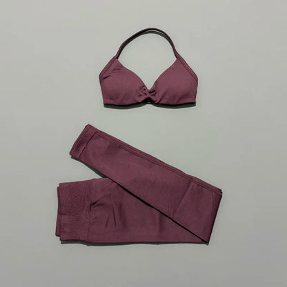 2 Pcs Seamless Yoga Sports Set for Women Resistant Backless Bra Pilates Fitness Workout Running Leggings Gym Suit