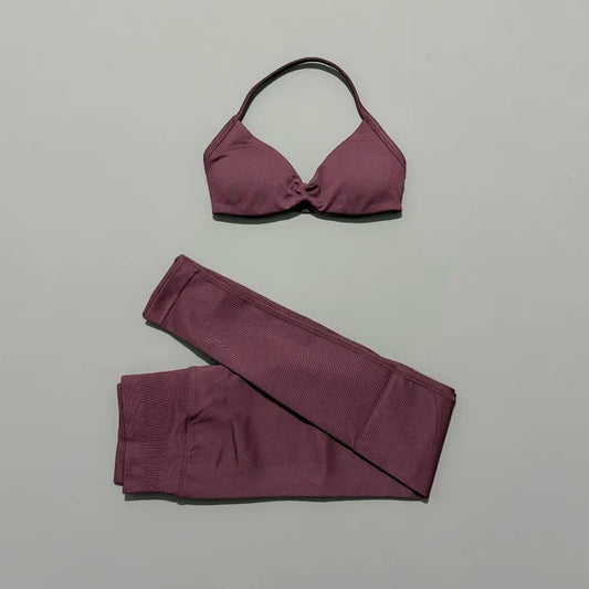 2 Pcs Seamless Yoga Sports Set for Women Resistant Backless Bra Pilates Fitness Workout Running Leggings Gym Suit