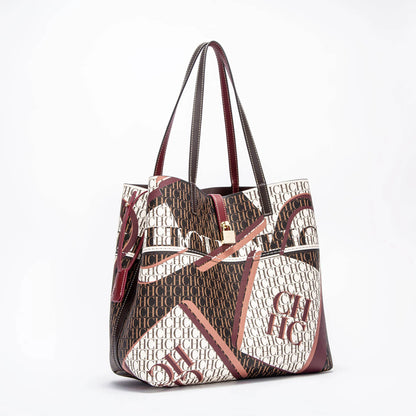 Classic Retro Women's New 2024 Tote Bag Large Capacity PVC Material Commuter Office Women's Shoulder Bag