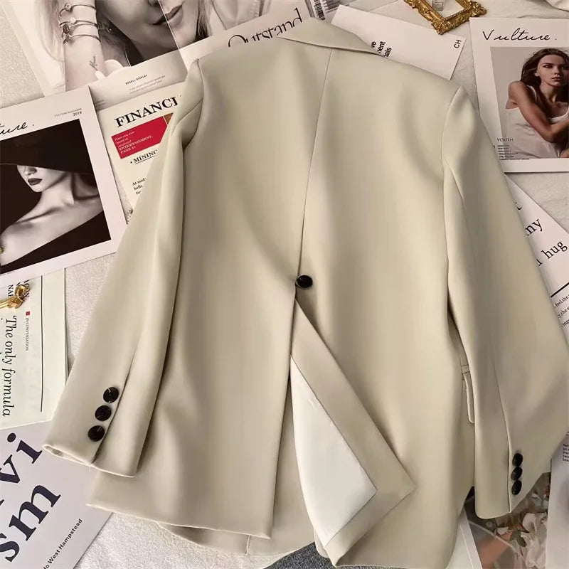 Korean Temperament Slim Blazers Women Spring Autumn Elegant Versatile Back Split Suit Jacket Single Breasted Loose Casual Coat